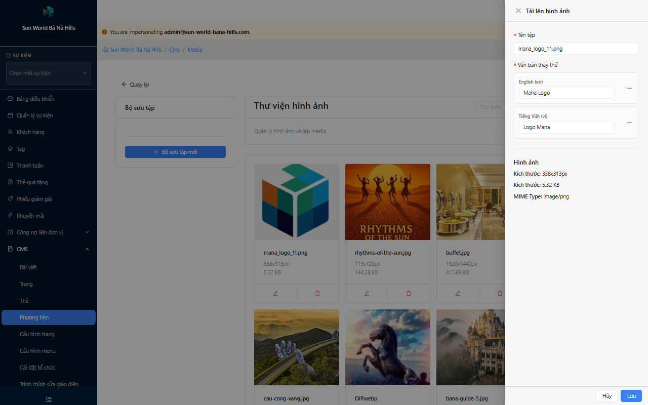 Form sửa metadata ảnh