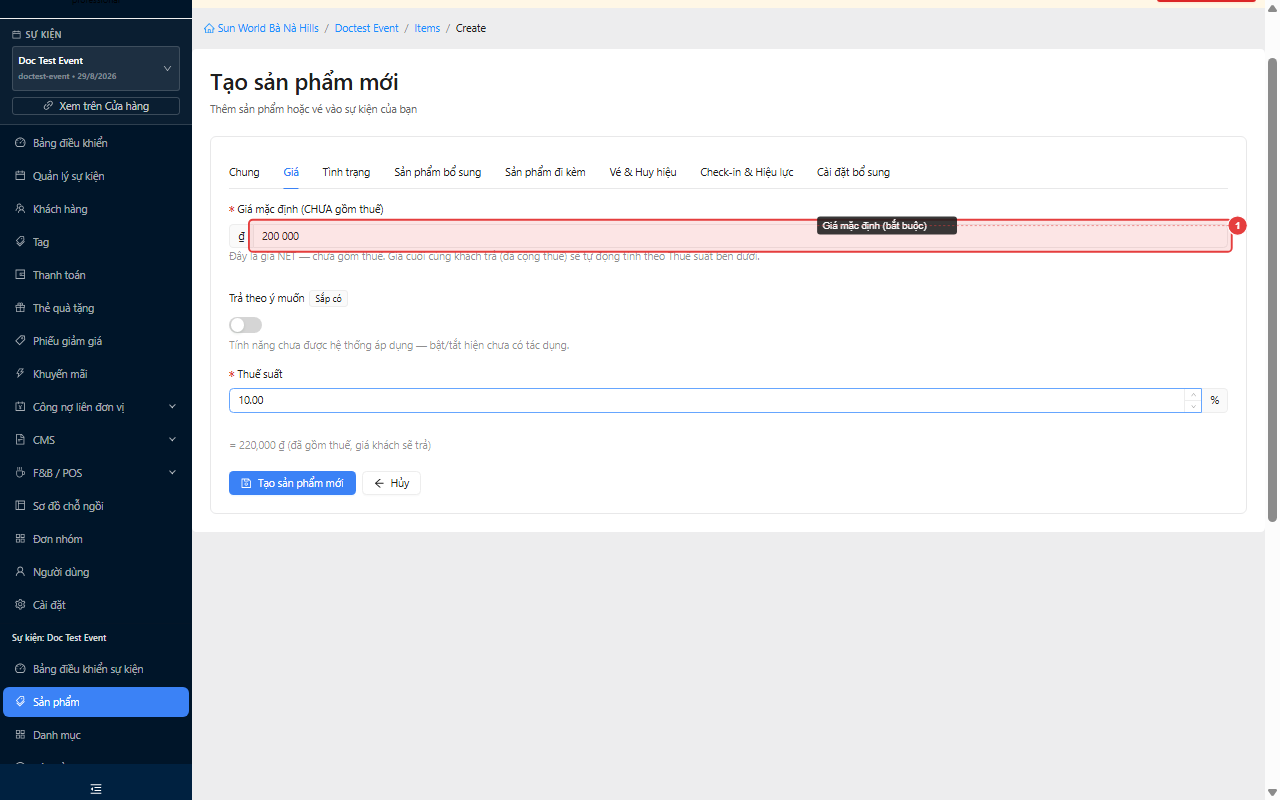 Tab Giá