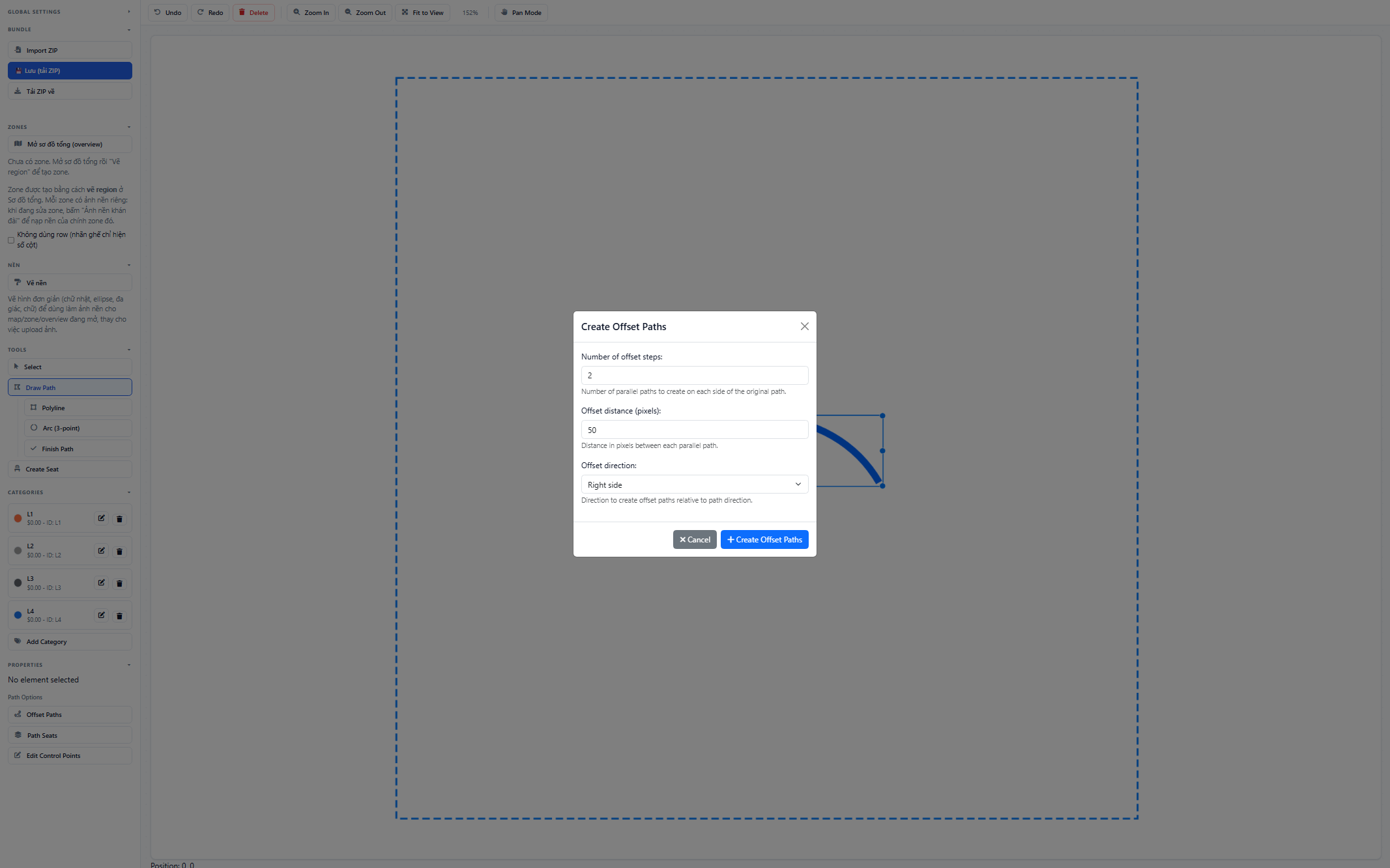 Hộp thoại Create Offset Paths